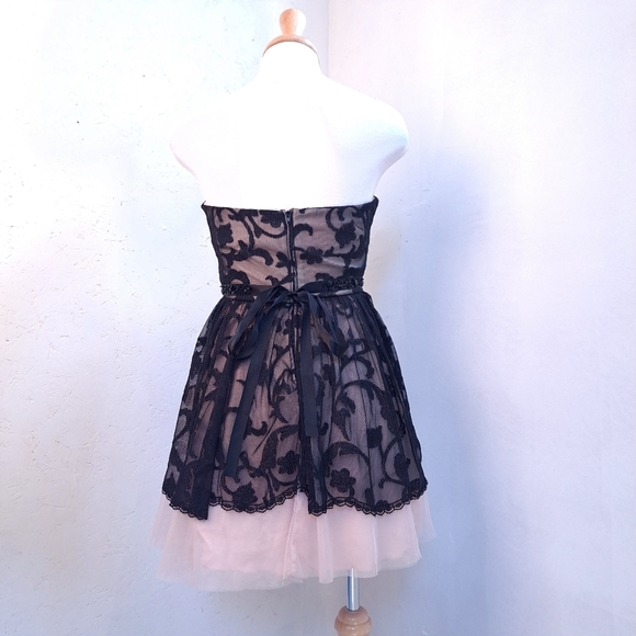 B. SMART | Black & tan tulle strapless mini prom dress - Picture 10 of 15